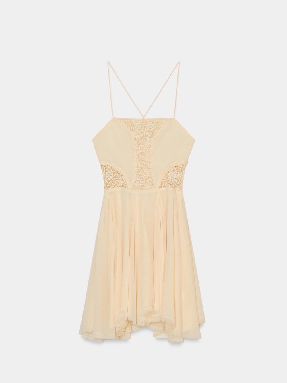 Delicate Zara Lace-Trim Slip Dress in Cream
